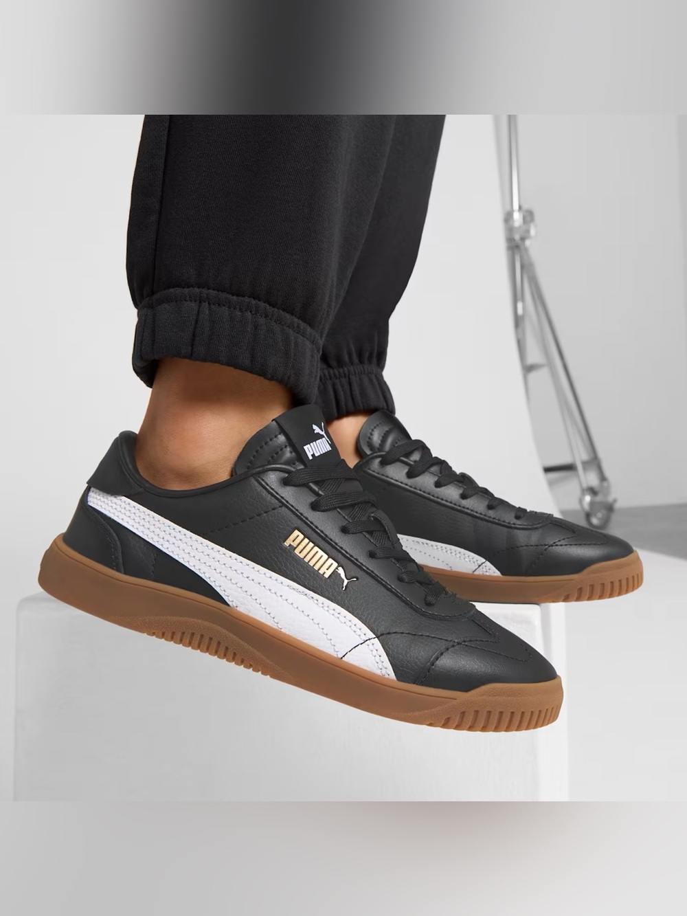 Puma Black White with Gum Sole Low-Profile Sneakers Big Kids Boys
